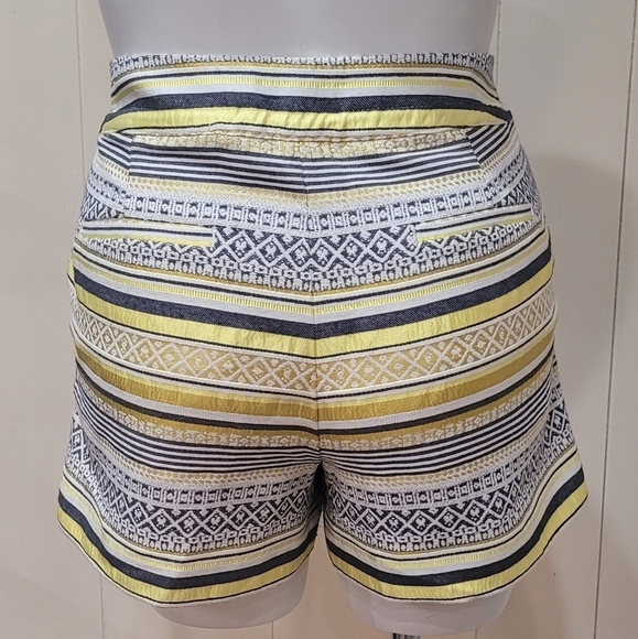 LOFT Striped Yellow Metallic Mid Rise Short Shorts Women's Sz 14 - Picture 3 of 10